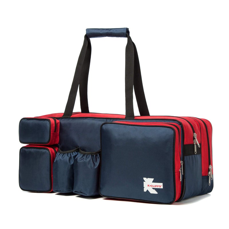 K-Cliffs Tennis Racket Bag | Deluxe Ballistic Nylon Travel Tournament Duffel | Shoe Compartment Red Blue Black - Image 1